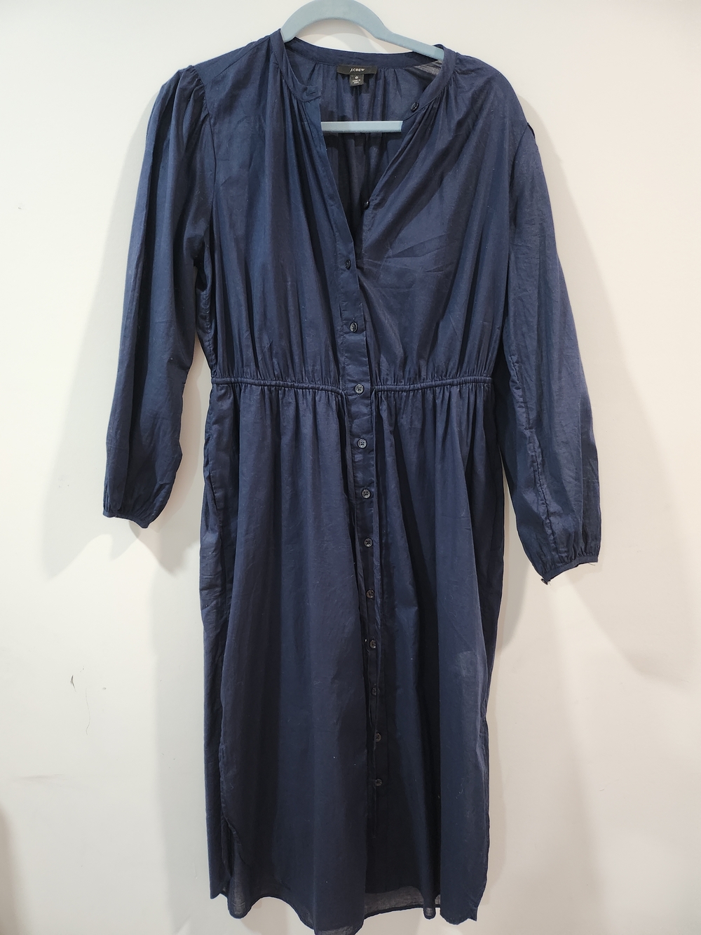 Navy Button-Front Midi Dress